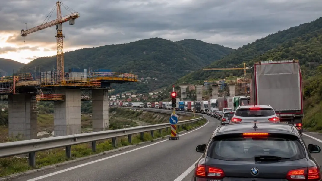 Coșmar pe Valea Oltului! Coloane de peste 10 km și trafic paralizat din cauza semafoarelor. Șoferii așteaptă de o oră doar să iasă de pe autostradă