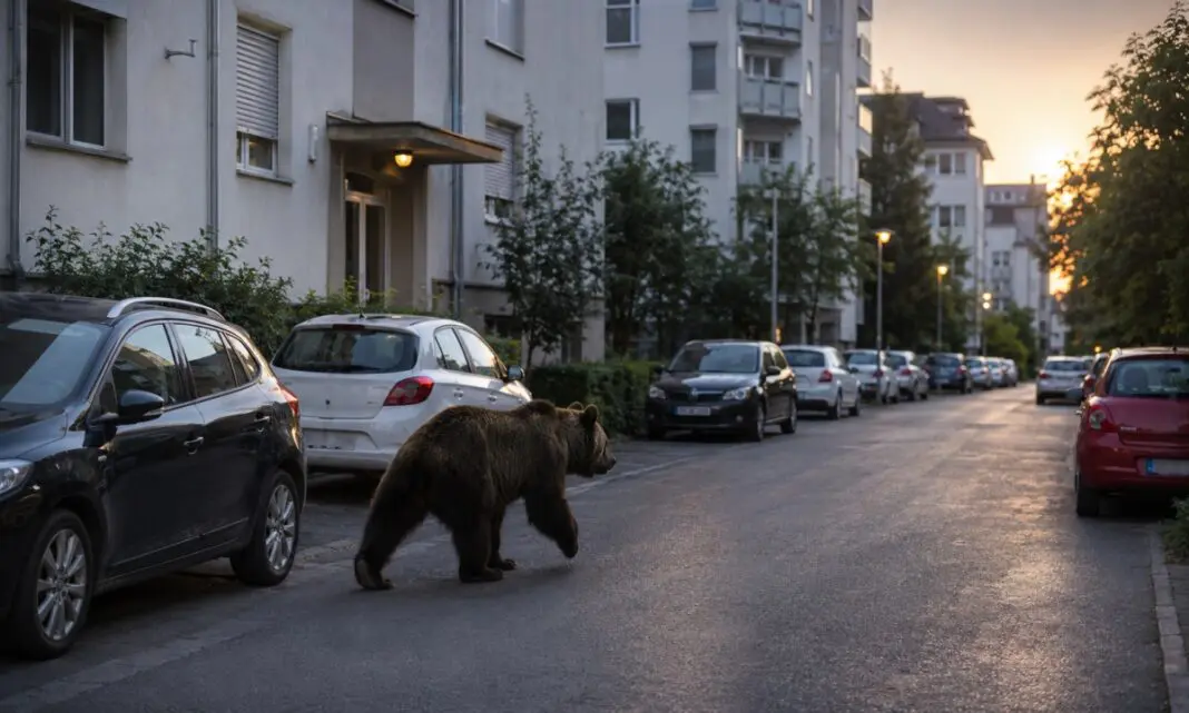 Alertă de proporții în Sibiu: Doi urși au semănat panică pe străzile din județ. Camerele au filmat momentele când animalele căutau hrană printre blocuri și case