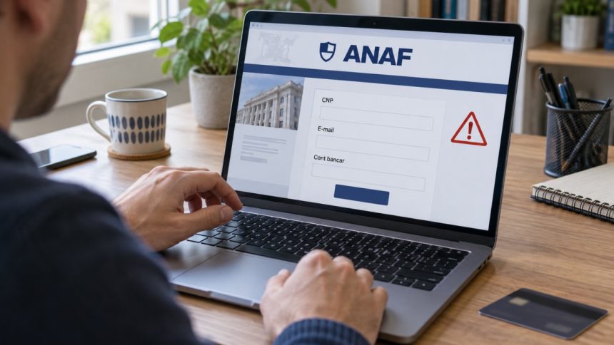 Utilizator completează formular ANAF cu avertizare de fraudă