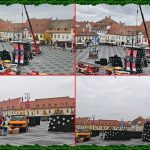 Montaj cu instalarea bradului de Crăciun în piață