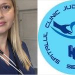 Medic cu stetoscop lângă sigla clinicii județene
