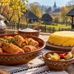 Sarmale cu mămăligă și pâine, într-un sat tradițional