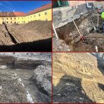 Săpături arheologice lângă o clădire istorică