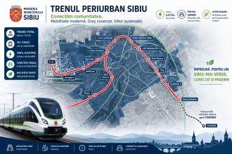 Hartă traseu tren periurban electric Sibiu și Cisnădie