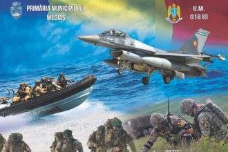 Afiș Ziua Armatei României cu avion și militari